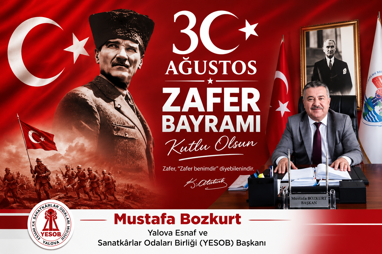 YESOB BAŞKANI BOZKURT, 30 AĞUSTOS ZAFER BAYRAMINI KUTLADI