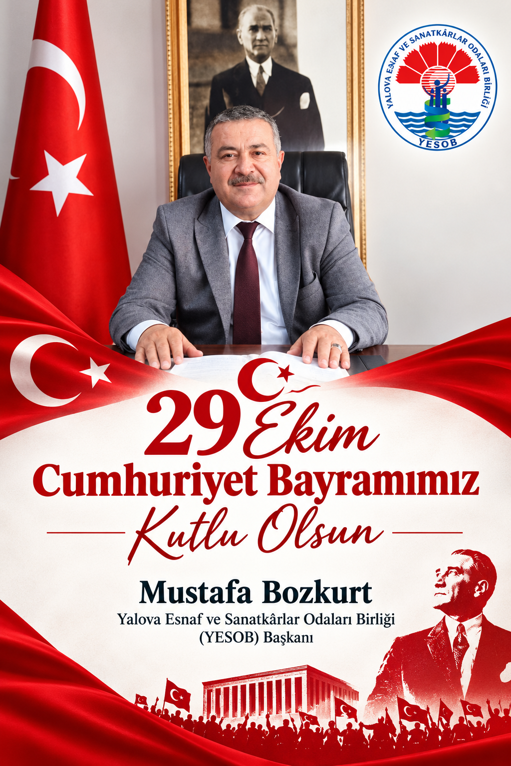 YESOB BAŞKANI BOZKURT, 29 EKİM CUMHURİYET BAYRAMINI KUTLADI